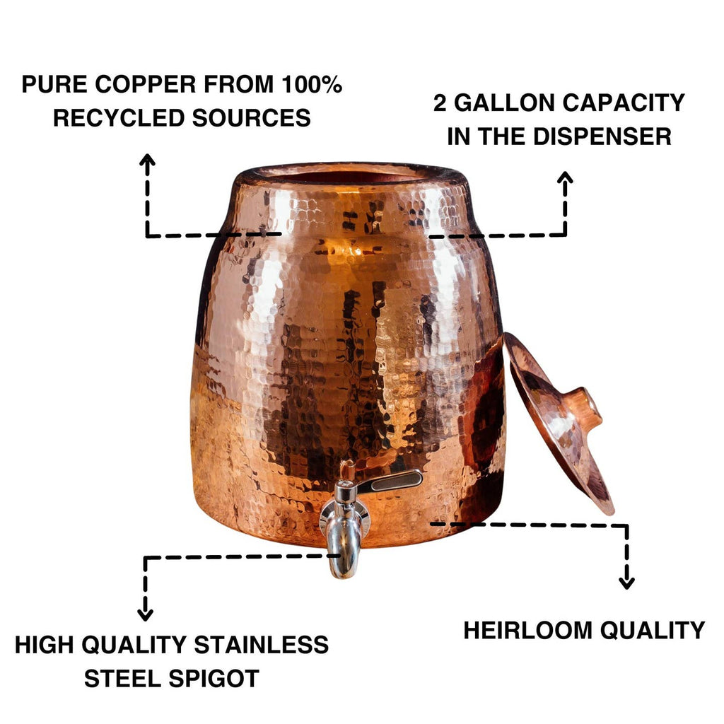 Niagara Pure Copper Water Dispenser – 2 Gallon / Hand-Hammered Luxury for Pure Space