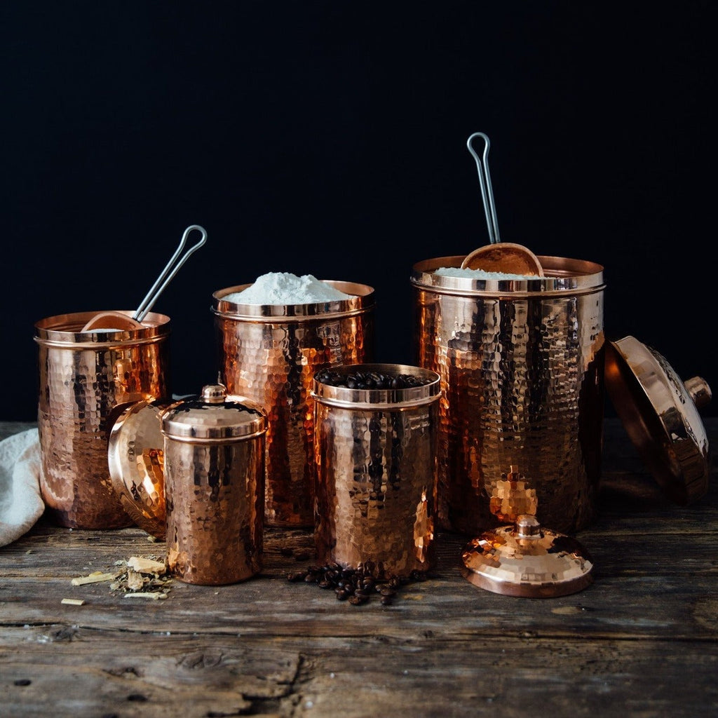 Hand-Hammered Copper Kitchen Canister Set (5 Pieces) | Pure Space 37
