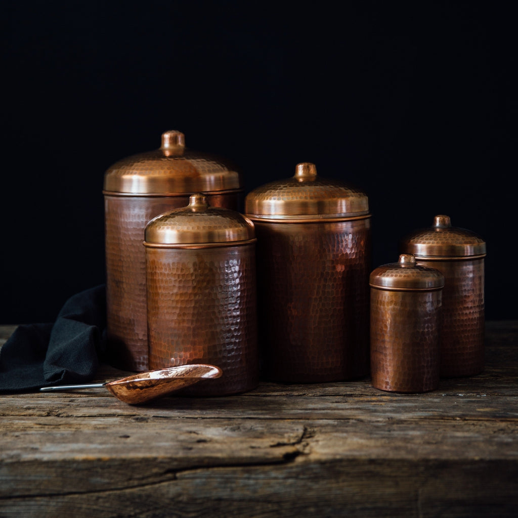 Hand-Hammered Copper Kitchen Canister Set (5 Pieces) | Pure Space 37