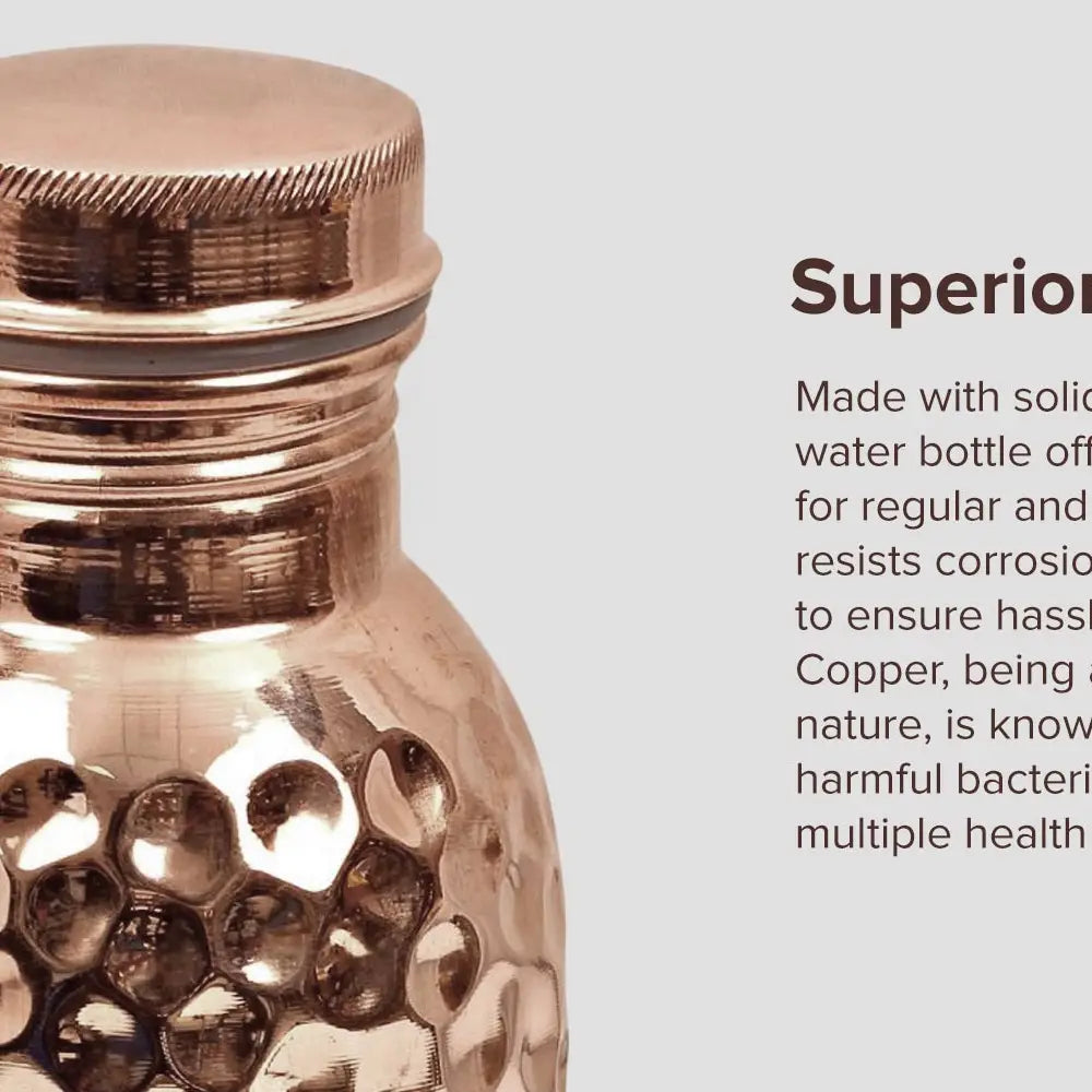Artisan Diamond-Hammered Copper Bottle (700ml)